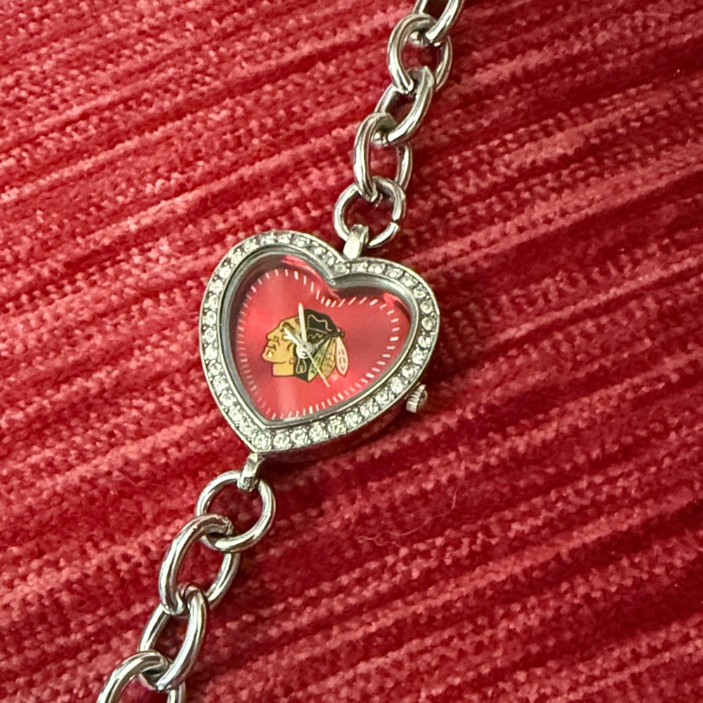 Game Time Red and Silver Heart Watch